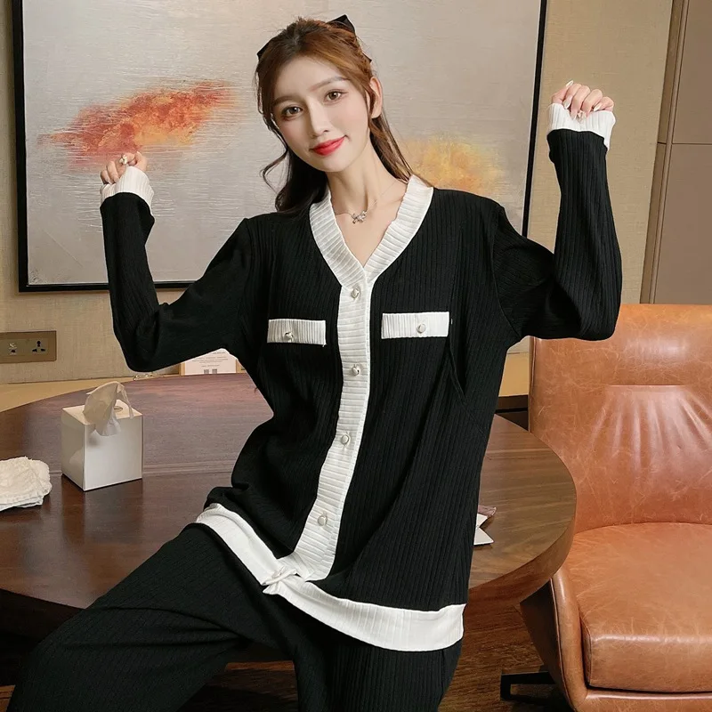 Ночная рубашка для кормящих мам пижамы беременных одежда сна корейское