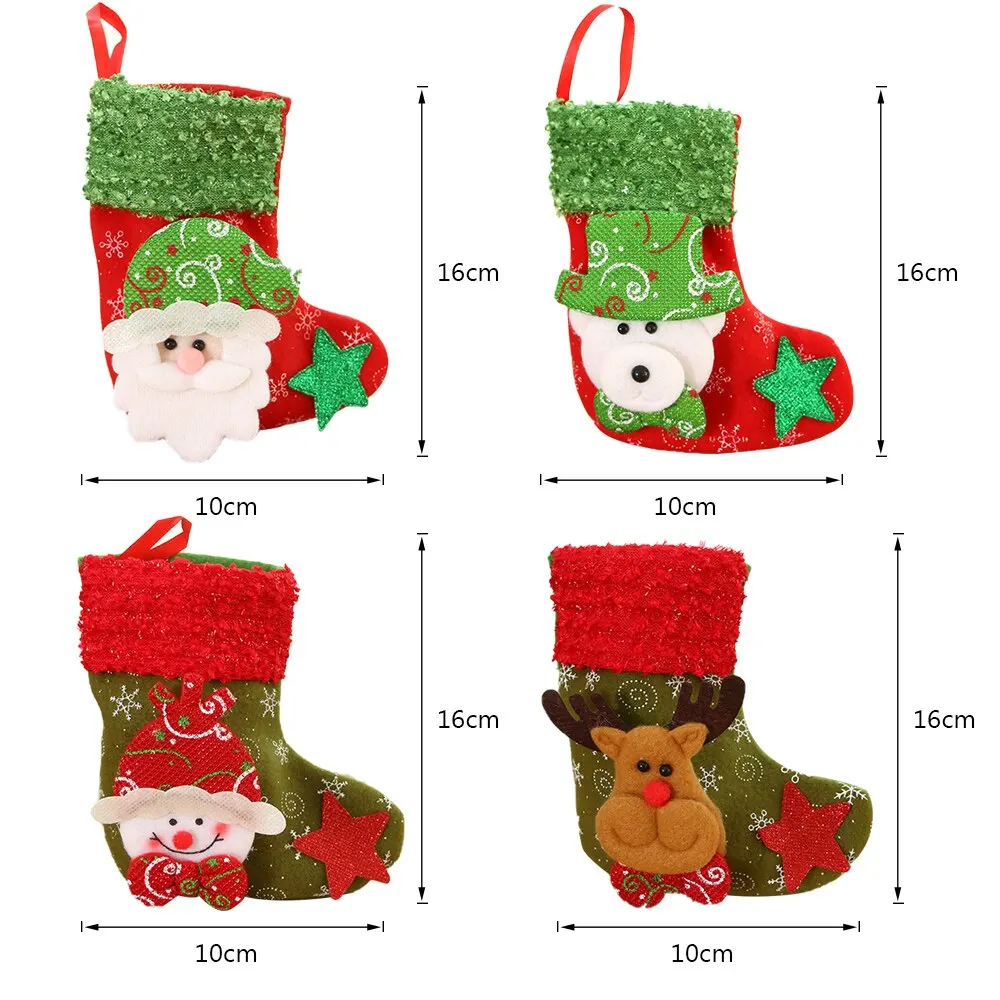 4PCS J Детские сумки для конфет, носки Санта-Клауса, подарок, рождественские чулки, висячие украшения, держатели для подарков, украшения для рождественской елки - Цвет: 4PCS J