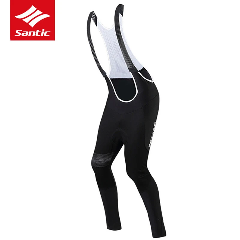 

Santic Men's Cycling Bib Pants Winter Thermal Fleece Mountain Cycling Tights 4D Sponge cushion Pro Team MTB Bike Long Pants
