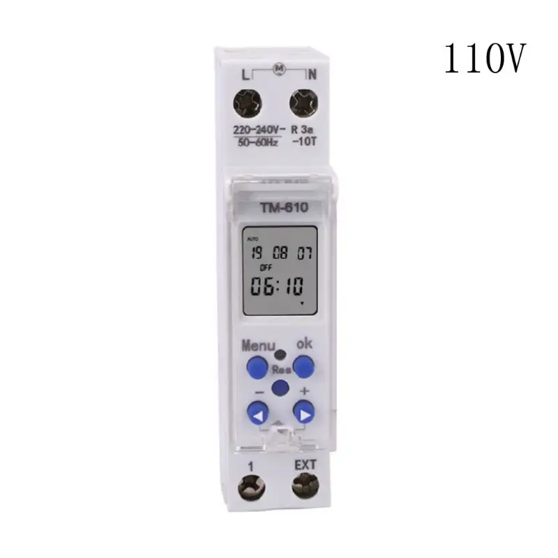 

TM610 220V/110V Timer Switch Single Module DIN Rail 7 Days 24 Hrs Programmable