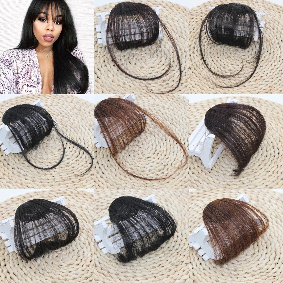 

1PCS Invisible Fake Front Fringes Bang Clip In On Hair Pieces Air Bangs Synthetic Fiber Fake Good Hair Styling Accessories