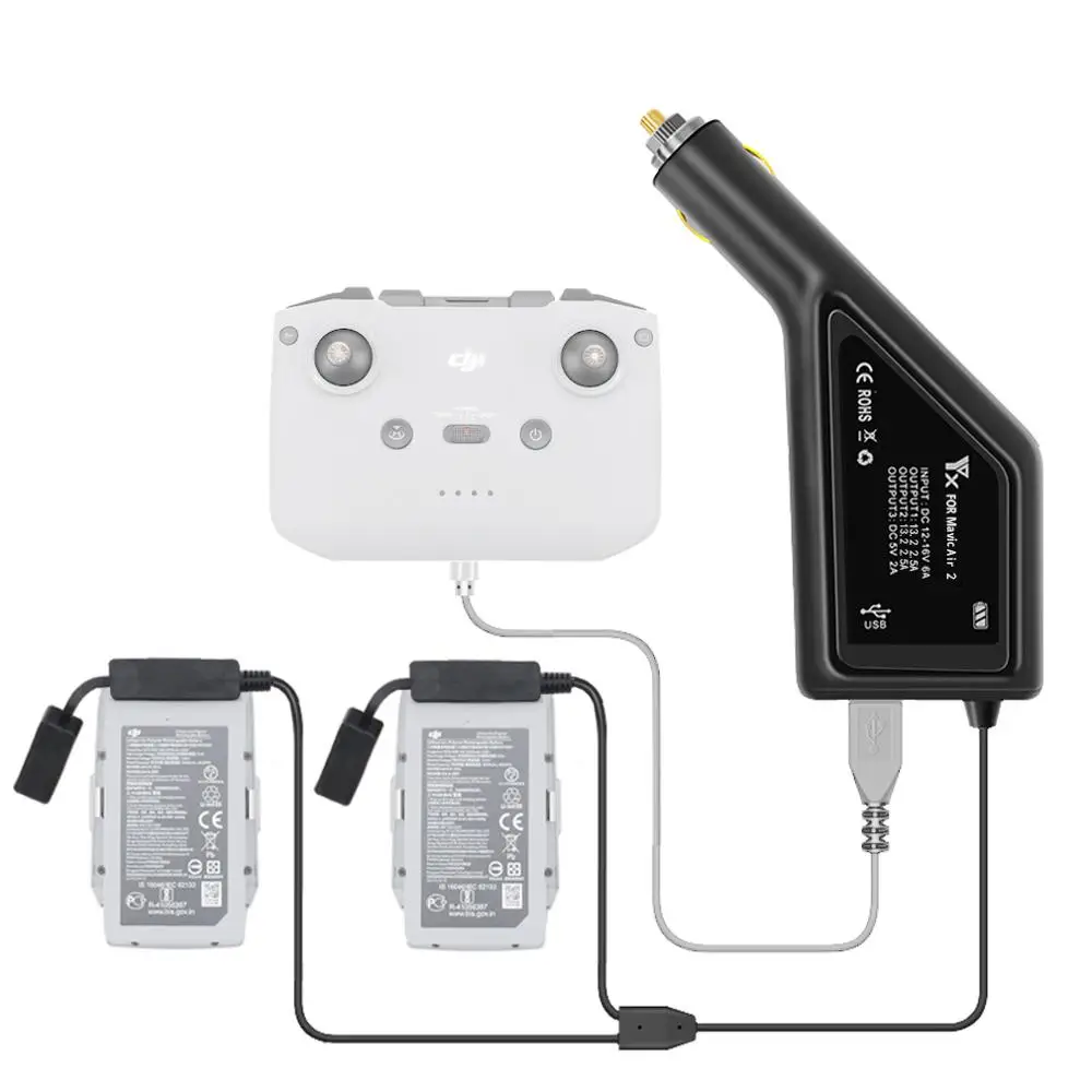 3 in 1 car charger for dji mavic air 2 2s intelligent battery charging hub mavic air 22s car connector usb adapter multi free global shipping