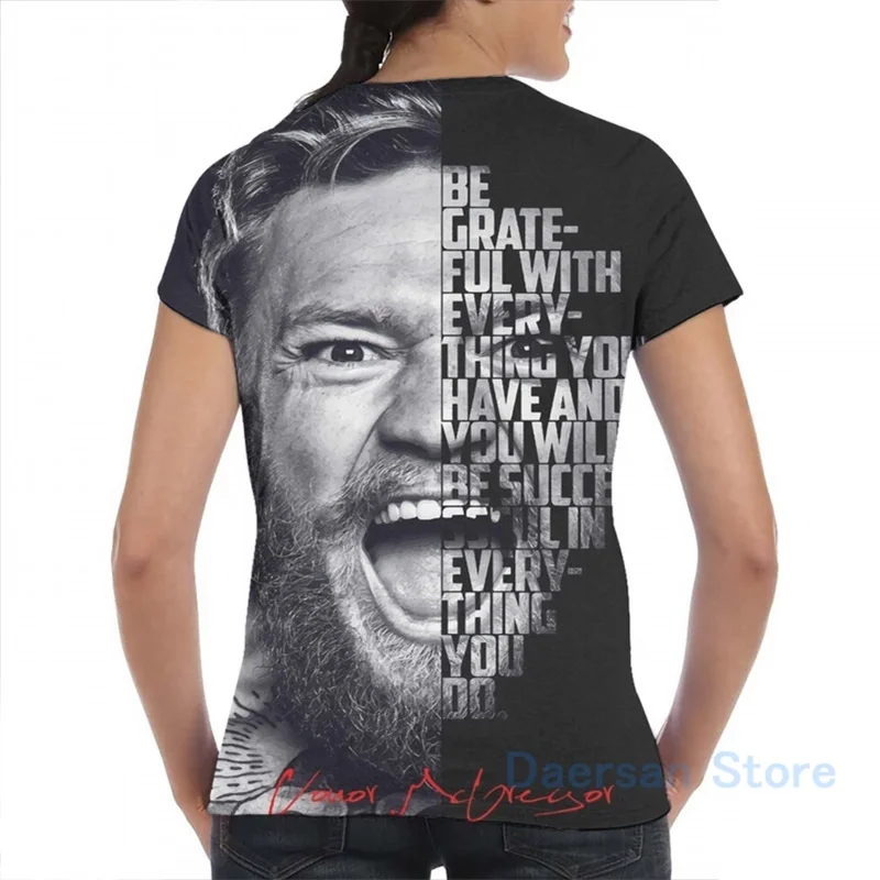 Black and white Conor McGregor motivational poster men T-Shirt women all over print girl t shirt boy Short Sleeve tshirts | Мужская