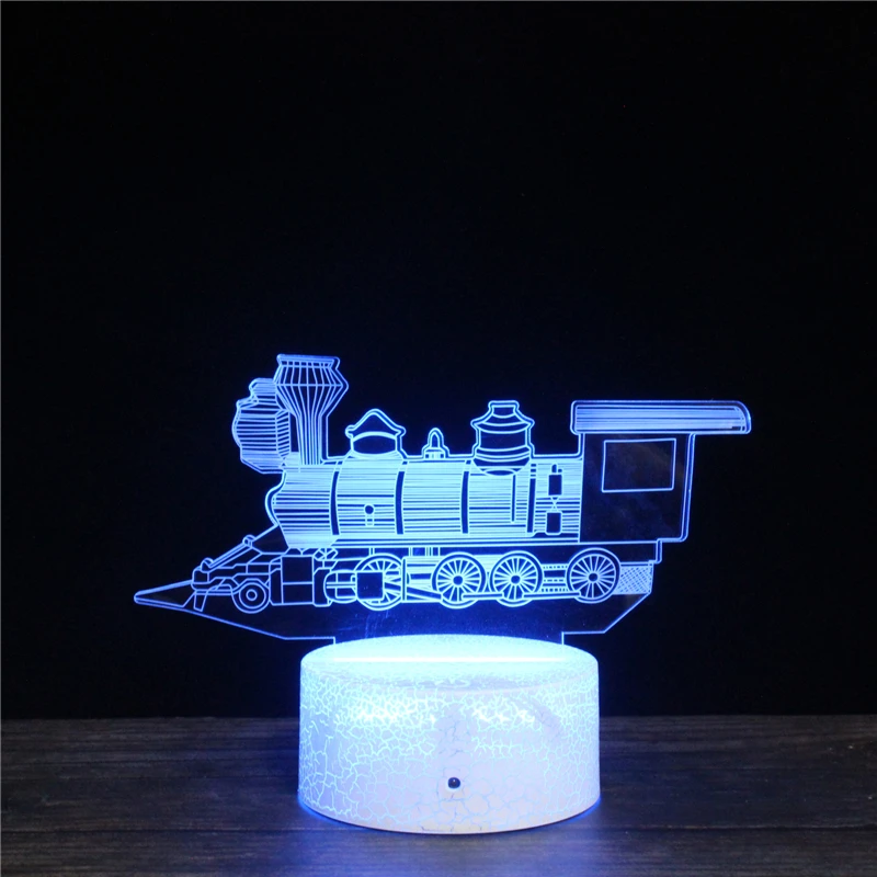 

Steam Trian 7 Colors Changing 3D Locomotive Engine Lamp USB Night Lamps LED Lights for Birthday Gifts Support Drop shipping GiC