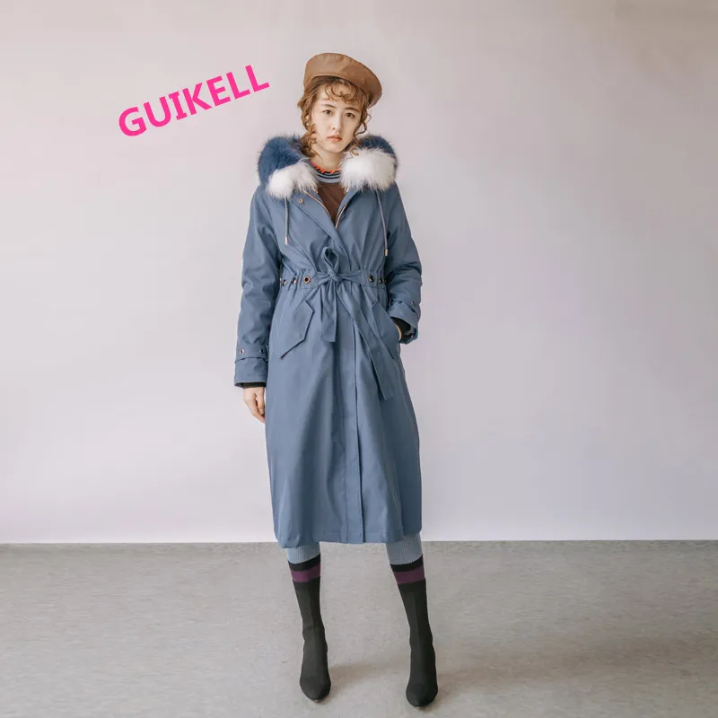 GUIKELL пуховик женский длинный кружевной 2020 Зимний новый популярный корейский