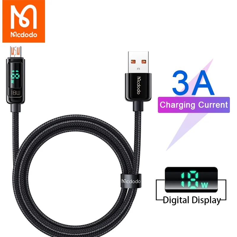 

Mcdodo 18W USB Micro 3A Fast Charging Cable For Samsung Xiaomi HUAWEI VIVO OPPO Android Phone Devices Digital Display Data Cord