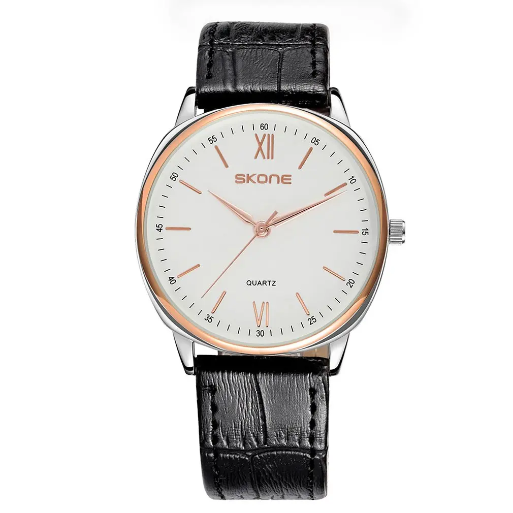 

Men Business Quartz Watch Ultra Slim Leather Strap Week Calendar Round Dial Novel Design Exquisite Workmanship Casual