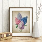 Картина на холсте, с изображением сирени, античный Ботанический рисунок, винтажный настенный плакат