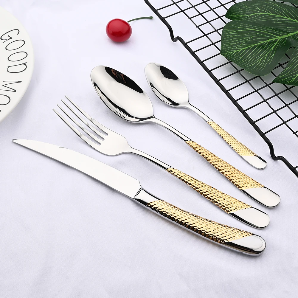 

Gold Tableware Cutlery Set 304 Stainless Steel Flatware Kitchen Dinner Fork Spoon Knife Western Dinnerware Set Home Dropshipping