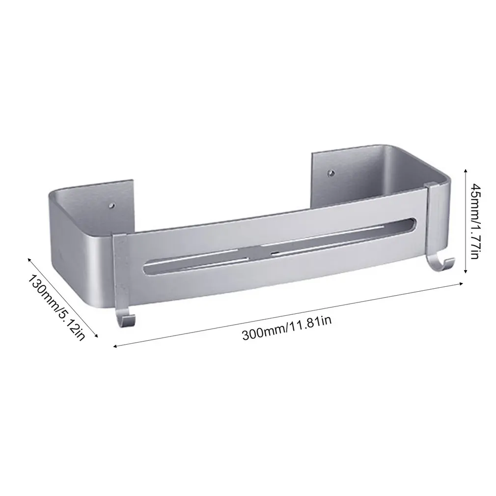 

Rectangular Single-layer Glossy Bathroom Storage Rack Toilet Wall Angle Rack Space Aluminum Bathroom Tool