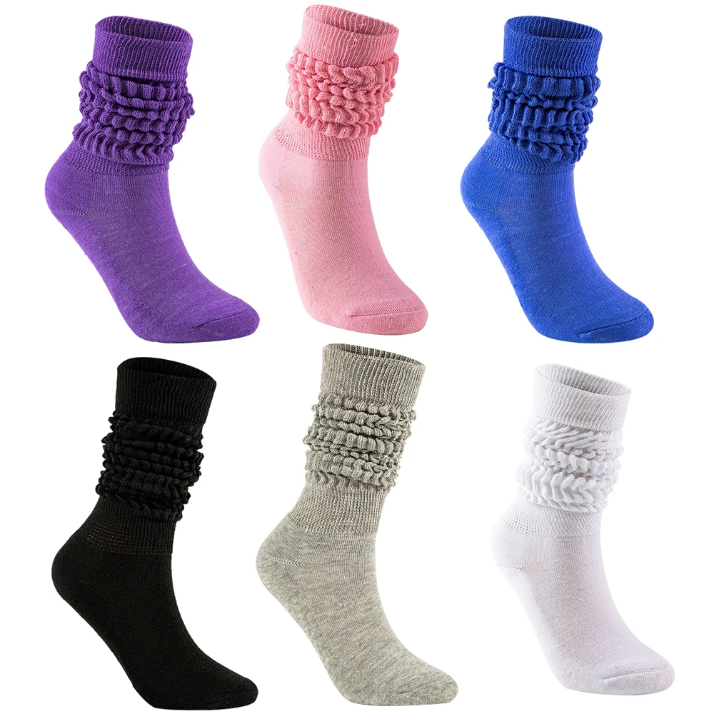 

Knee High Scrunch Socks Women Sleep Cotton Stacked Boot Slouch Sock Soft Multicolor Casual Extra Long Loose Chunky Ruched Socks