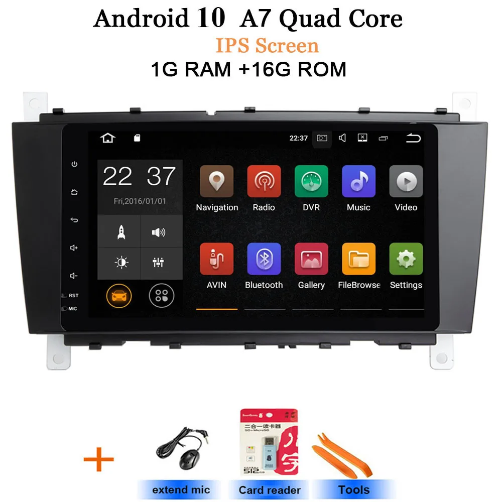 Android 9 1G-16G 8 ''Android 10 2 DIN автомобильный DVD gps для Mercedes/Benz W203 W209 W219 a-класс A160 c-класс C180 C200 CLK200 Радио стерео - Цвет: Android 9 1G-16G