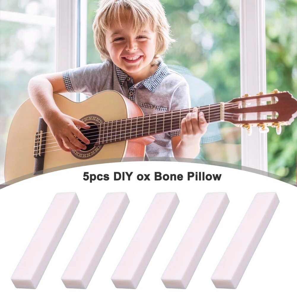 

5pcs Guitar Parts Nut Lightweight Portable Music Buffalo Bone Blank Bridge Saddle Elements for Acoustic Guitar Bass