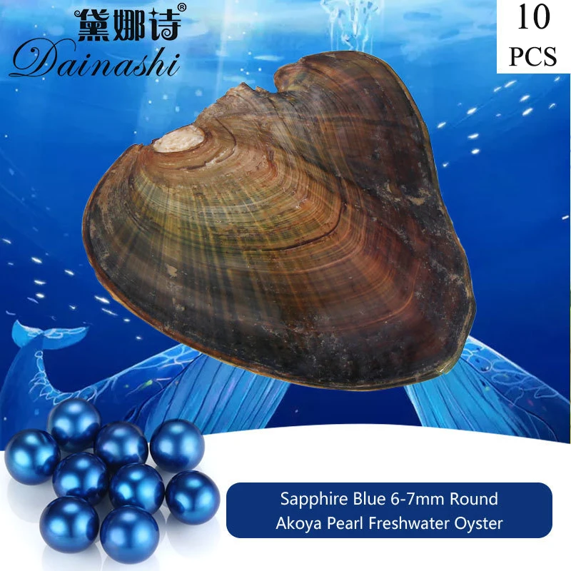 Удивительные оптовые продажи 10 шт. Королевский синий 6 7 мм круглый жемчуг Akoya в