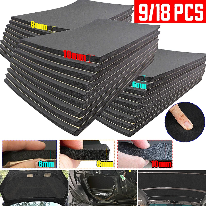 

30*50cm 6/8/10mm Car Sound Heat Insulation Cotton Mats Engine Bonnet Deadening Firewall Noise Proofing Deadener Anti-noise Pads