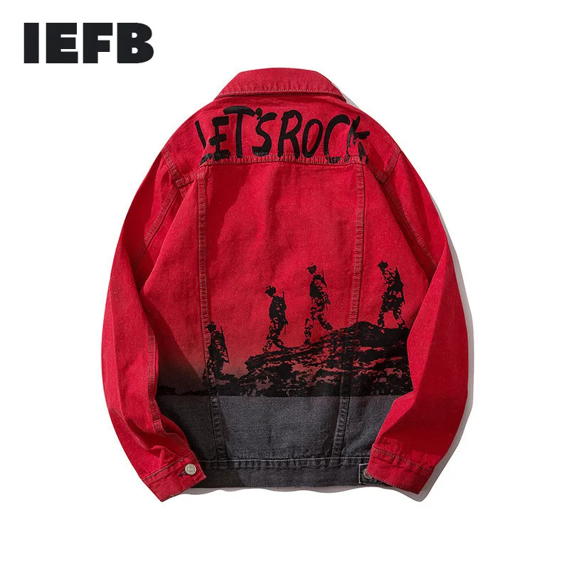 IEFB /2020 Осенняя Новая мужская джинсовая куртка трендовая универсальная рабочая