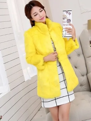 

New Real Rabbit Fur Coat Women Rabbit Fur Jacket Long Full Pelt Rabbit Fur Overcoat Winter Outerwear Big Size