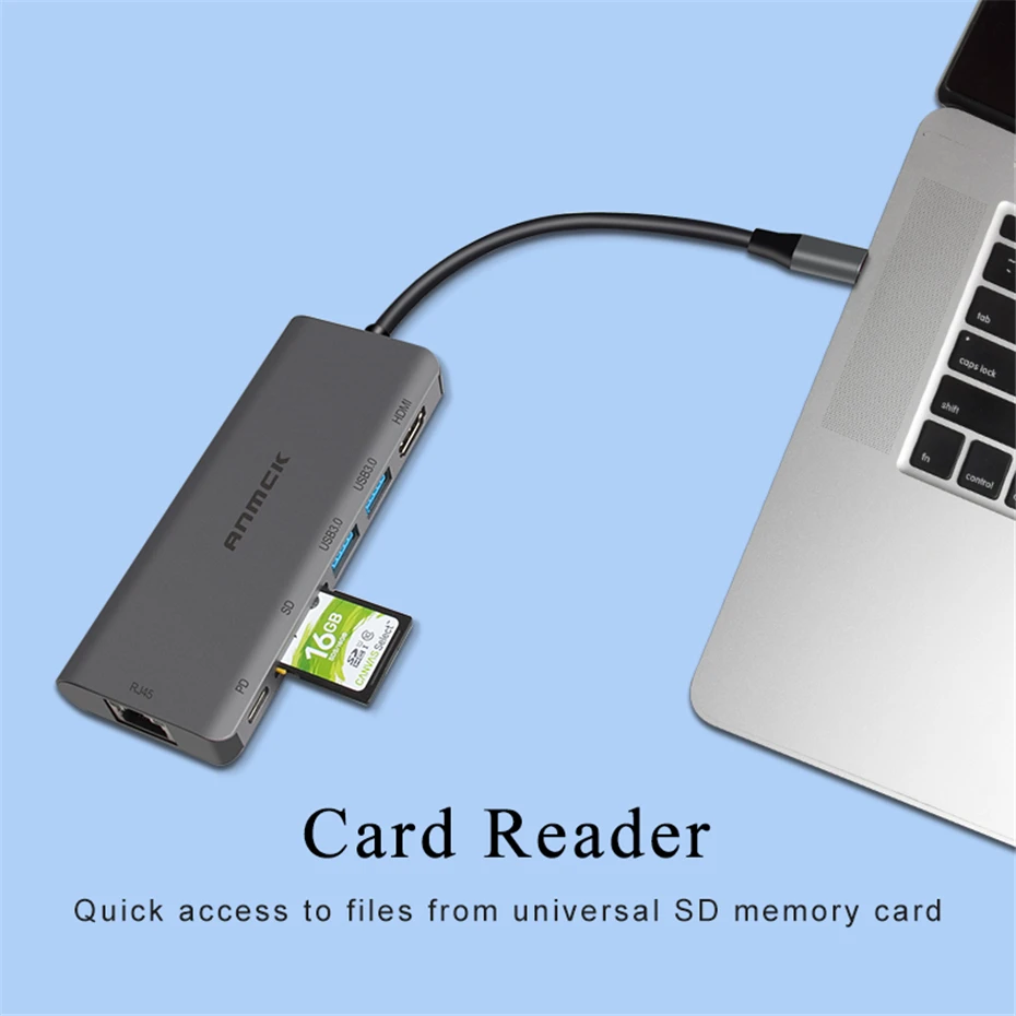 Anmck USB C HUB USB to Multi HDMI USB 3.0 RJ45 Carder Reader OTG Adapter USB Splitter for MacBook Pro Air USB Dock Type C HUB