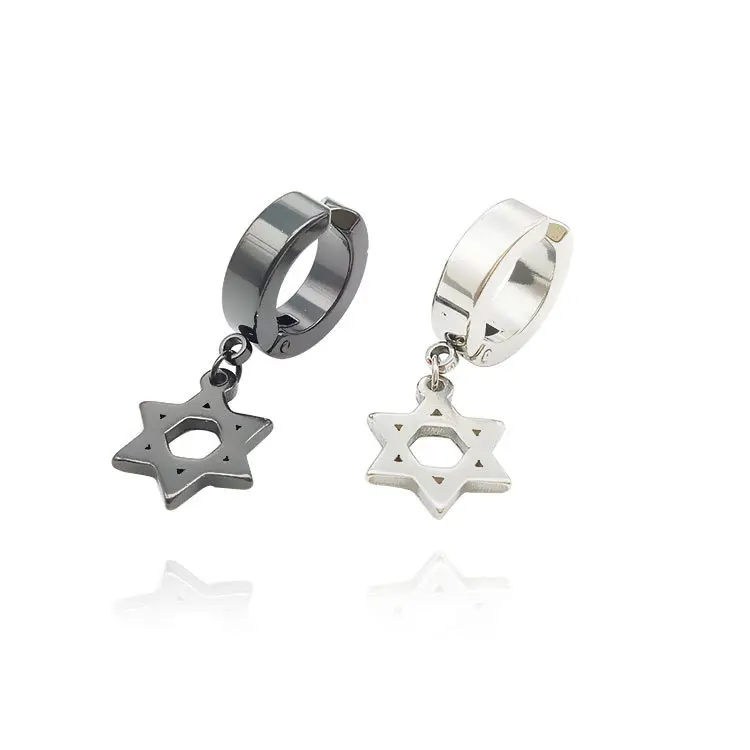 

Punk 316L Stainless Steel Ear Clip Without Ear Hole 2021 Fashion Men Women Silver Plated Star Earring Trend Street Party Jewelry