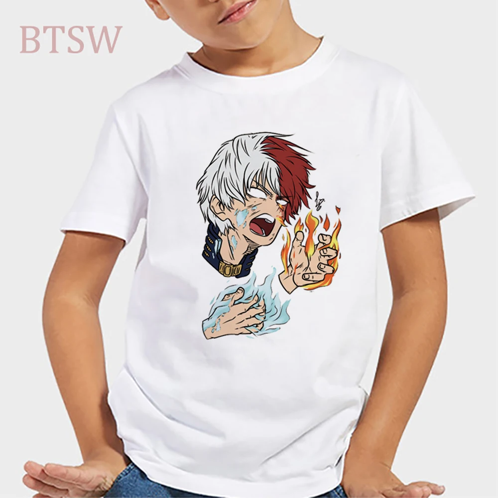 

Детские Забавные футболки Todoroki-Face с принтом для мальчиков и девочек, милые Мультяшные топы, футболки, детская летняя повседневная одежда