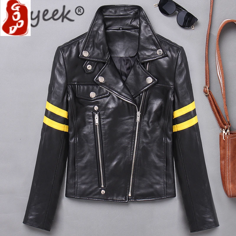 

Куртка женская из натуральной овчины, мотоциклетные куртки из 100% натуральной кожи, одежда для осени и зимы, 2021