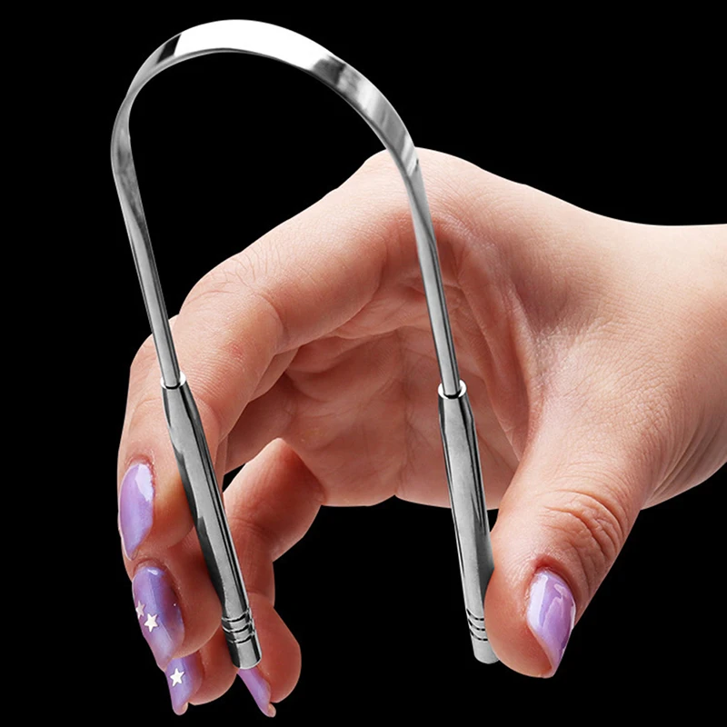 

1PCS Stainless Steel Useful Tongue Scraper Cleaner Fresh Breath Cleaning Coated Tongue Oral Hygiene Care Tools