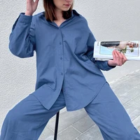loung wear tracksuit women shorts set solid long sleeve shirt top and loose high waisted mini shorts two piece set high quality