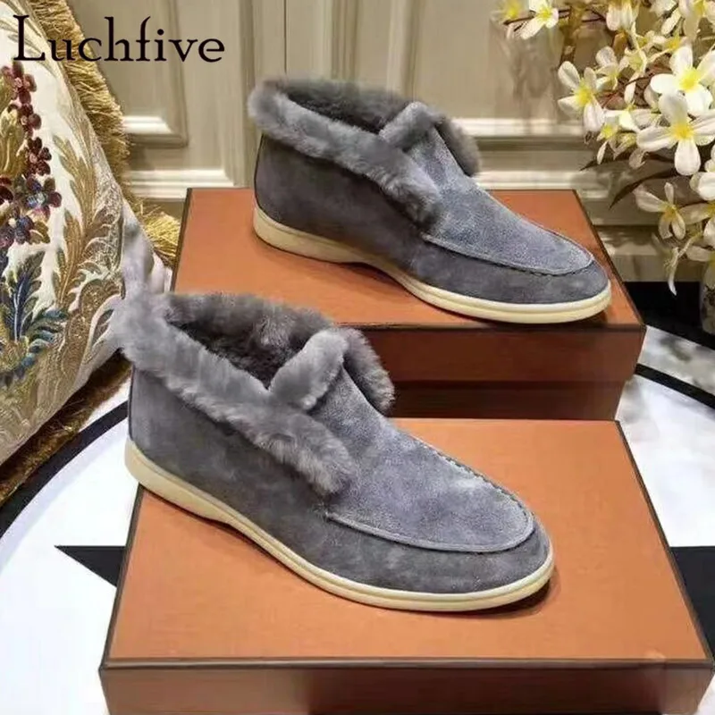 Модные шерстяные зимние женские ботинки обувь на плоской подошве с острым носком