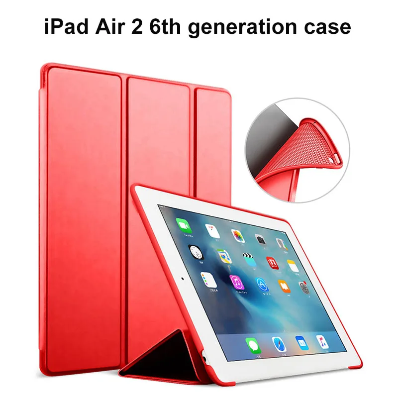 Мягкий силиконовый чехол из искусственной кожи умный совместимый с iPad Air 2 го 6