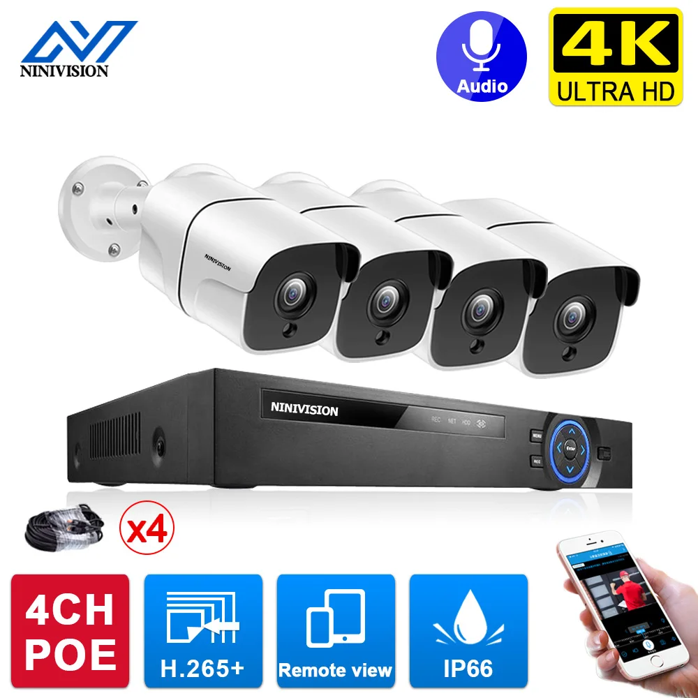 

Motion Detection H.265+ 4K POE NVR Audio CCTV System 8MP 36pcs IR-LEDs IP Cameras Outdoor Video Surveillance Security System Set