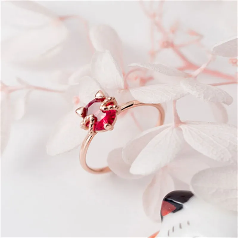 Кольцо из стерлингового серебра 925 пробы регулируемое кольцо с кошкой женские