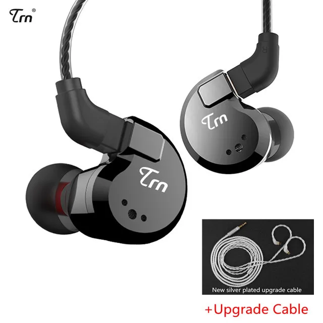 TRN V80 2DD 2BA гибридные наушники-вкладыши Hi-Fi Monito спортивные наушники для бега наушники со съемным кабелем ZST V30 ES4 24h - Цвет: black no mic silver
