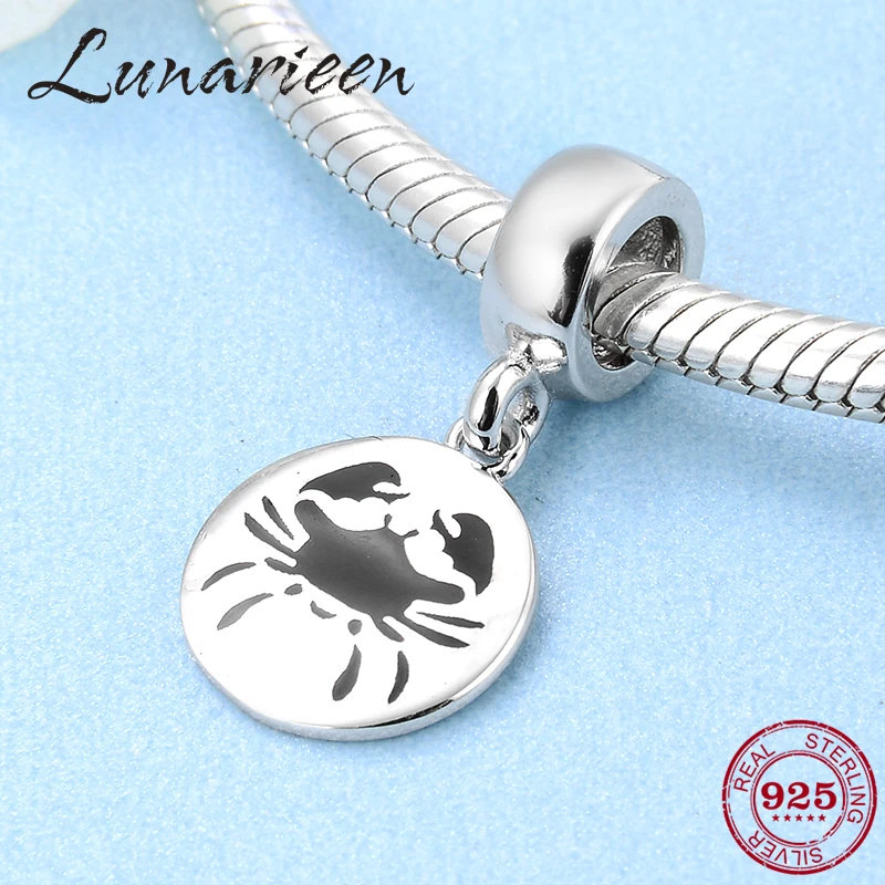 925 пробы серебряный 12 Созвездие Рак круглой формы Изящные Подвески бусины