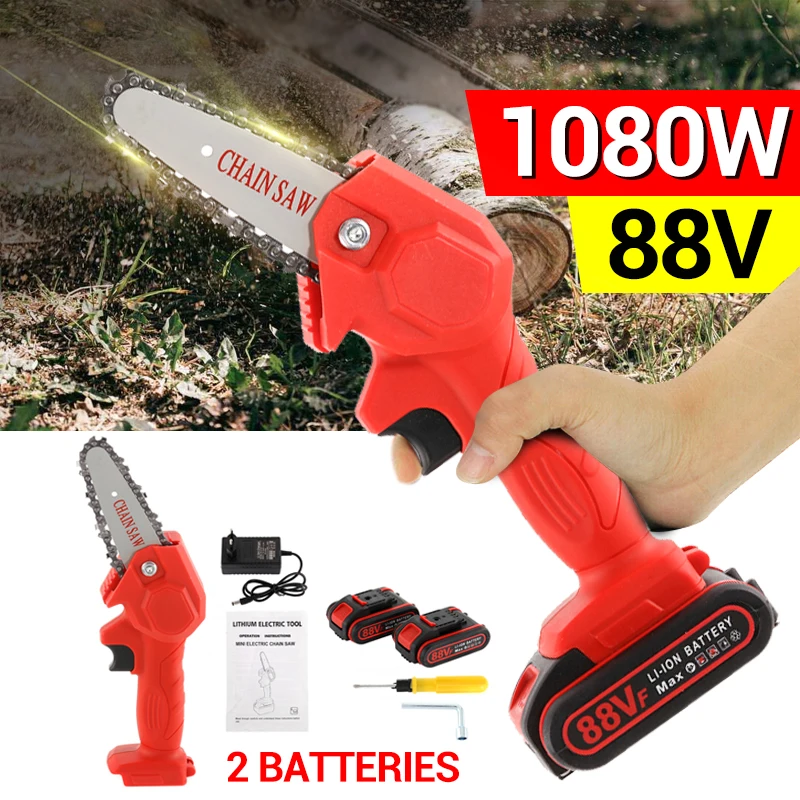 4 дюйма 88VF 11080 Вт Мини Электрическая цепная пила для резки деревянного с