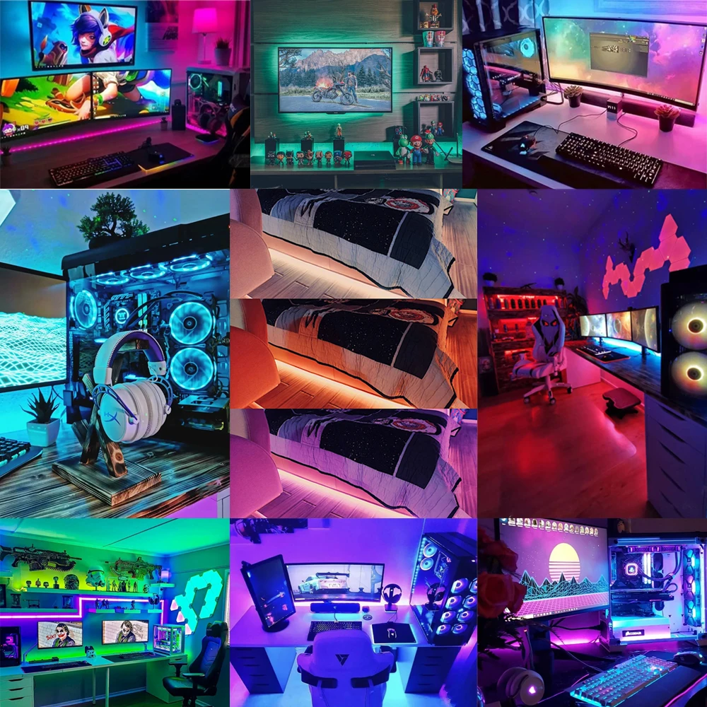 

LED Strip Lights New Bluetooth Smart Controller Luz Led RGB 2835 SMD 5050 Flexible Lamp Tape Ribbon With Diode DC12V 32.8ft WIFI