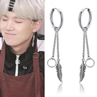 1 шт. KPOP корейские bangtan Boys DNA V крыло лист перо серьги-гвоздики модные панк ювелирные изделия аксессуары для мужчин женская серьга подарок