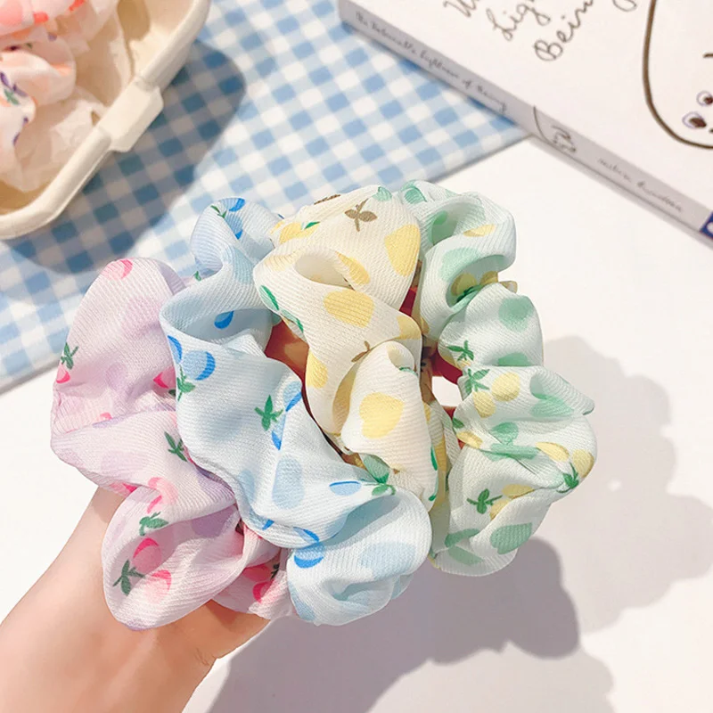 

2021 New Floral Print Women Hair Scrunchie Sweet Ponytail Holder Hairband Elastic Scrunchy Girls Hair Ties Hair Accessories Gift