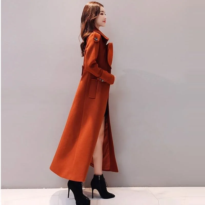 Женское двубортное шерстяное пальто X-Long