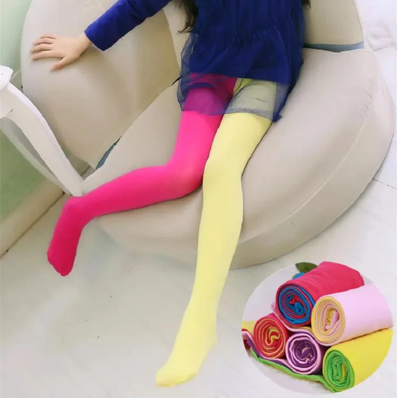 

21Baby Kids velvet pantyhose pastel pantyhose contrast color combination to keep warm spring and autumn candy two-color AB socks
