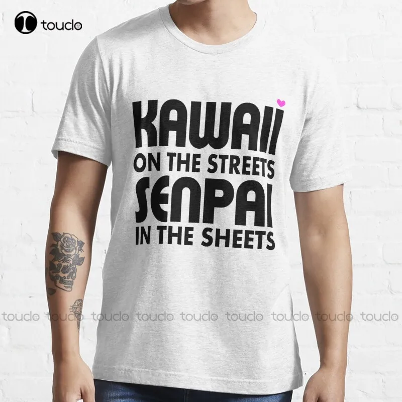 

New Kawaii On The Streets Senpai In The Sheets T-Shirt Cotton Men Tee Shirt pink shirts for men Custom aldult Teen unisex