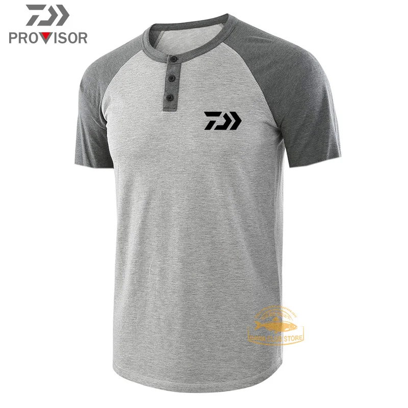 

Fishing T-shirt Daiwa Fashion Men's New Colorblock Short Sleeve T-Shirt Summer Outdoor Sports and Leisure Round Neck T-shirt