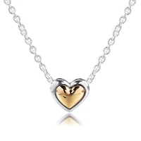 domed golden heart collier necklace pendant sterilng silver chain woman jewelry making fits original charms 2021 mothers day