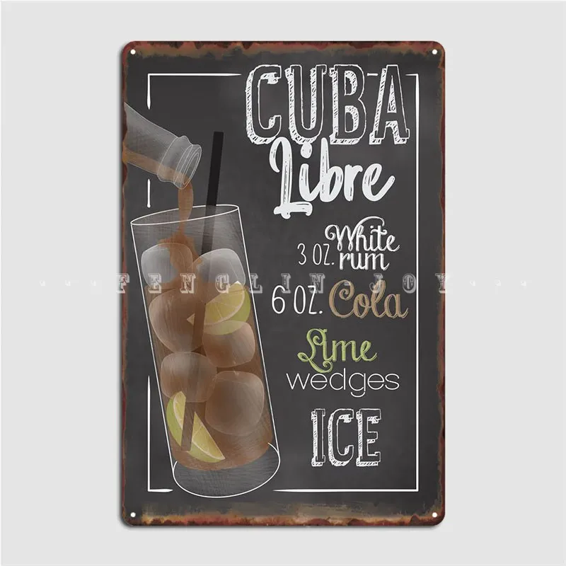

Cuba Libre Cocktail Bar Poster Metal Plaque Garage Club Vintage Wall Cave Wall Decor Tin Sign Posters