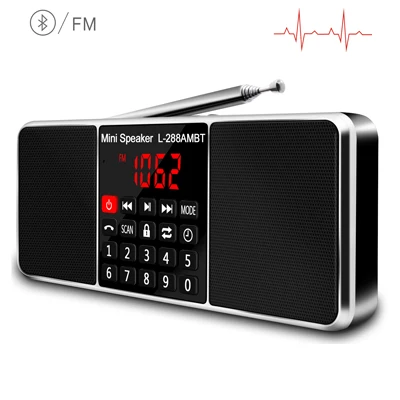 Black Lefon цифровое портативное радио AM FM Bluetooth динамик стерео MP3 плеер TF/SD карта USB привод Громкая связь вызов светодиодный экран дисплея - Цвет: Black
