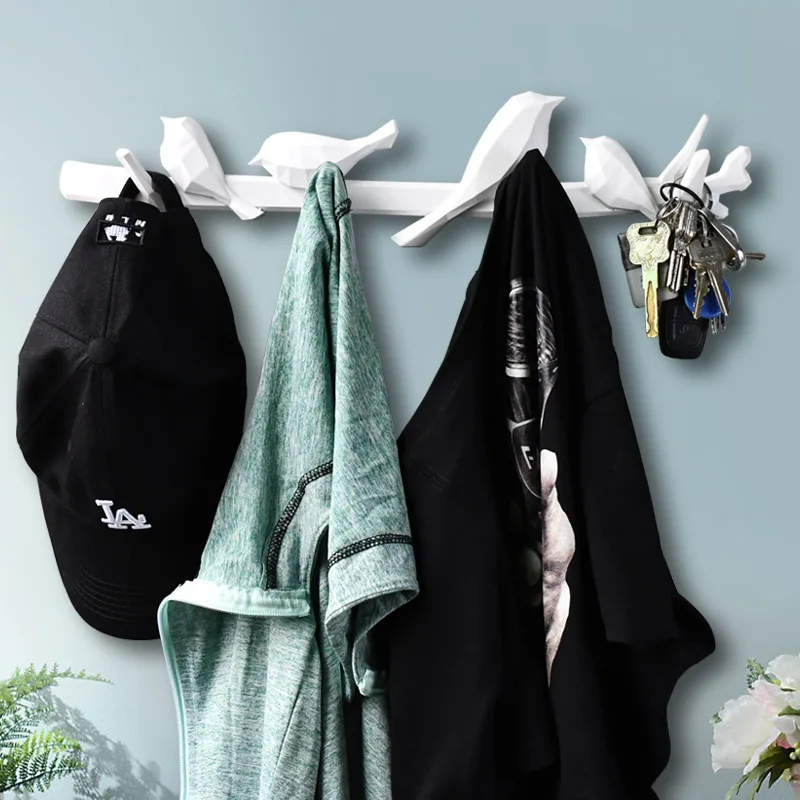 Настенная вешалка для одежды в гостиную креативный дизайн виде птицы крючок