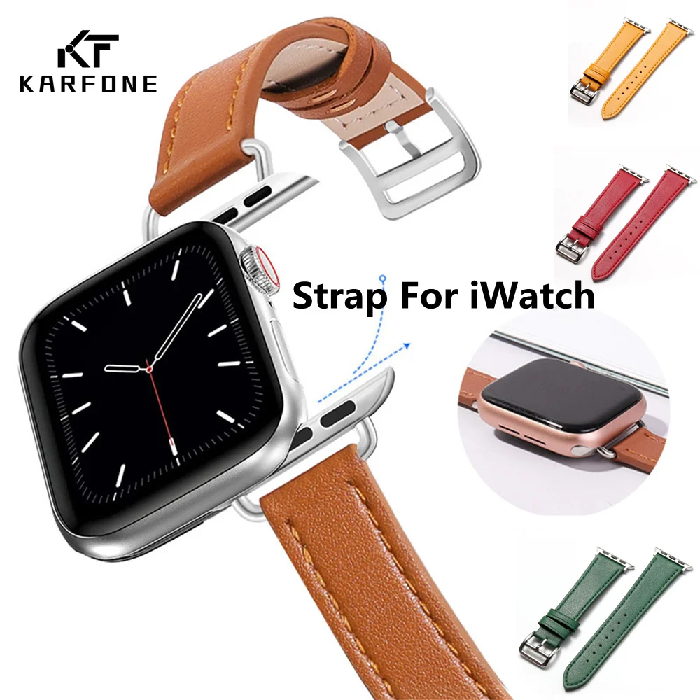 

Strap For Apple Watch Band 41MM 45MM Leather Strap For Apple Watch Series 7 Band 40MM 44MM Bracelet On iWatch 5 6 7 SE Watchband