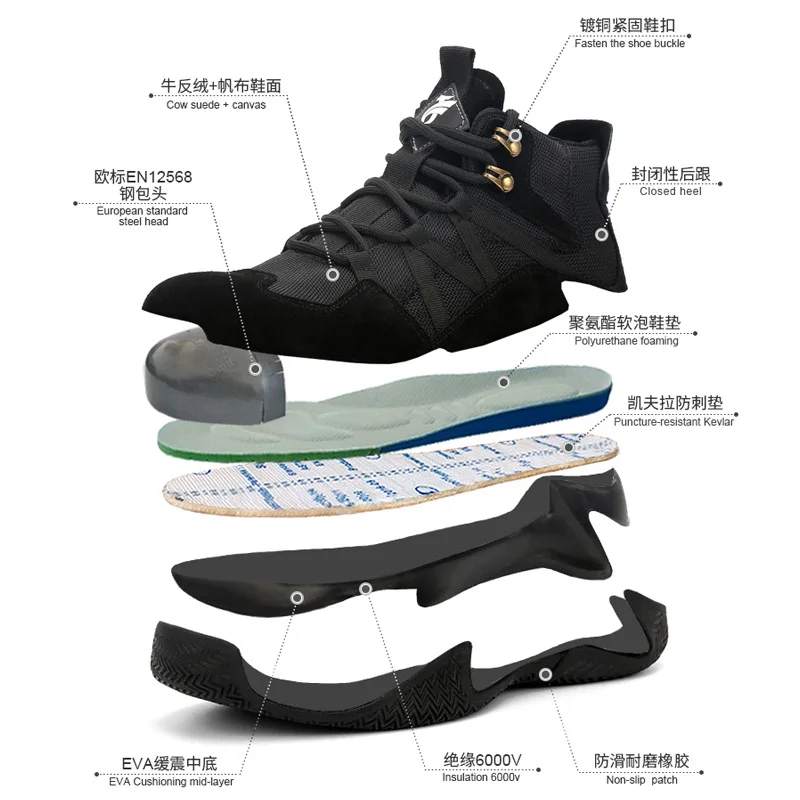 Кроссовки мужские из дышащей сетчатой ткани со стальным носком | Обувь