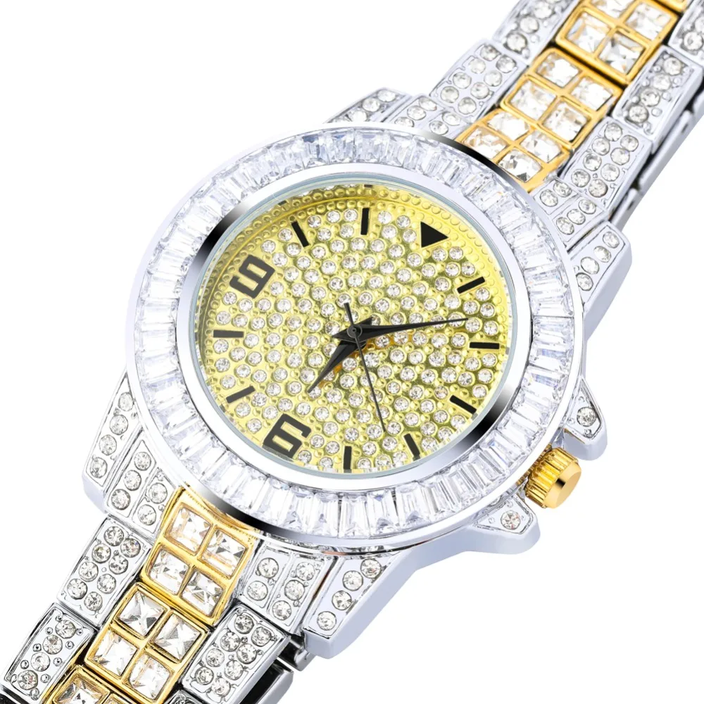 GUCY AAA ICED OUT хип-хоп наручные часы с микро pave CZ браслет из нержавеющей стали Прямая поставка