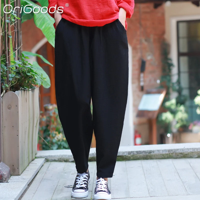 OriGoods хлопковые льняные шаровары для мальчиков Сезон весна женские свободные с