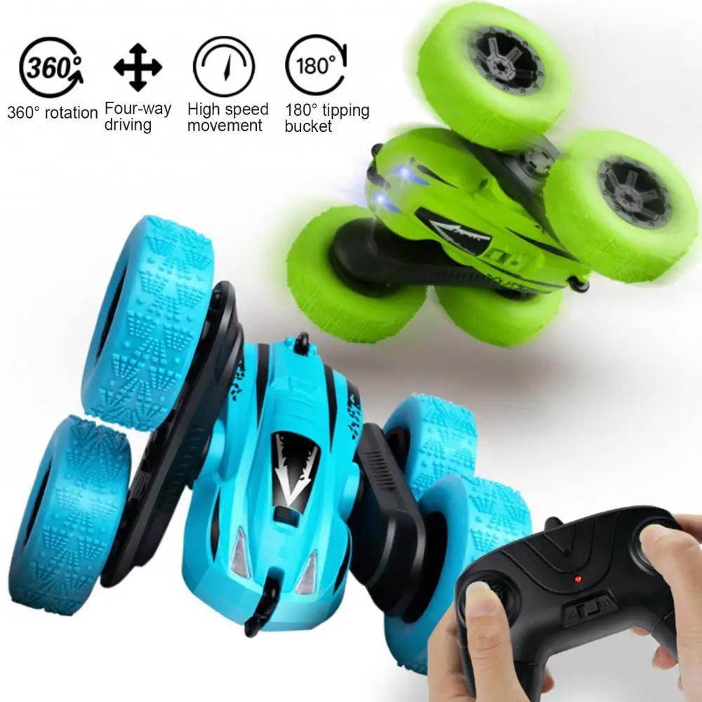 

Children Wireless Remote Control Double-Sided 360 Degree Rotating Stunt Car Toy